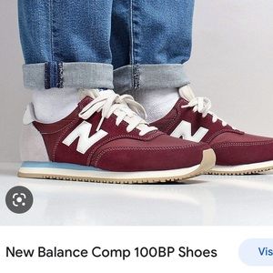 New Balance Comp 100 Pointure Hommes Athletic Shoes Sneakers Burgundy Gray Suede